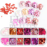 12Grids Nail Glitter Colorful Mirror Effect Shimmer Mermaid Pearl  Powder Chrome Pigment Fine Dust Reflective Polish Decor SAZGF