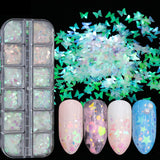 12Grids Nail Glitter Colorful Mirror Effect Shimmer Mermaid Pearl  Powder Chrome Pigment Fine Dust Reflective Polish Decor SAZGF