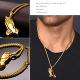 U7 Praying Hands Necklace for Men Women Religious Pendant with 22 Inch Spiga Rope Chain P927