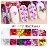 12Grids Nail Glitter Colorful Mirror Effect Shimmer Mermaid Pearl  Powder Chrome Pigment Fine Dust Reflective Polish Decor SAZGF