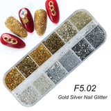 12Grids Nail Glitter Colorful Mirror Effect Shimmer Mermaid Pearl  Powder Chrome Pigment Fine Dust Reflective Polish Decor SAZGF