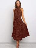 Summer Long Dress Polka Dot Casual Dresses Black Sexy Halter Strapless New 2022 Yellow Sundress Vacation Clothes For Women