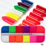 12Grids Nail Glitter Colorful Mirror Effect Shimmer Mermaid Pearl  Powder Chrome Pigment Fine Dust Reflective Polish Decor SAZGF