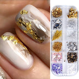 12Grids Nail Glitter Colorful Mirror Effect Shimmer Mermaid Pearl  Powder Chrome Pigment Fine Dust Reflective Polish Decor SAZGF