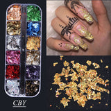 12Grids Nail Glitter Colorful Mirror Effect Shimmer Mermaid Pearl  Powder Chrome Pigment Fine Dust Reflective Polish Decor SAZGF