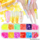 12Grids Nail Glitter Colorful Mirror Effect Shimmer Mermaid Pearl  Powder Chrome Pigment Fine Dust Reflective Polish Decor SAZGF