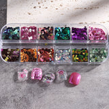 12Grids Nail Glitter Colorful Mirror Effect Shimmer Mermaid Pearl  Powder Chrome Pigment Fine Dust Reflective Polish Decor SAZGF