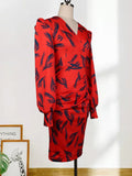 Women Printed Dress Bodycon Long Sleeve Elastic High Waist V Neck Elegant Office Ladies Classy Work Wear Female Vestidos African