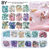 12Grids Nail Glitter Colorful Mirror Effect Shimmer Mermaid Pearl  Powder Chrome Pigment Fine Dust Reflective Polish Decor SAZGF