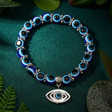 Classic Blue Evil Eyes Palm Butterfly Pendant Bracelet Wishing Elastic Rope Chain Resin Beads Bracelet For Women Jewelry Gift