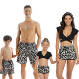 Family Matching Swimwear Mom Daughter Taseel Leaf Blue Bikini Dad Son Bathing Suit Women Men Couples Outfits Girls Boys Swimsuit