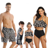 Family Matching Swimwear Mom Daughter Taseel Leaf Blue Bikini Dad Son Bathing Suit Women Men Couples Outfits Girls Boys Swimsuit