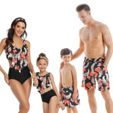 Family Matching Swimwear Mom Daughter Taseel Leaf Blue Bikini Dad Son Bathing Suit Women Men Couples Outfits Girls Boys Swimsuit