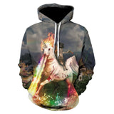 Horse print cool boy street wear thin hooded sweatshirt 3D high quality long-sleeve hip hop sport skateboard hoodie