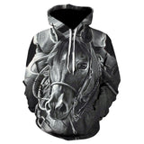 Horse print cool boy street wear thin hooded sweatshirt 3D high quality long-sleeve hip hop sport skateboard hoodie