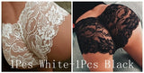 Black White Lace Floral Flower Underwear  For Women