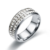 Stainless Steel Ring 5 Rows Gold Color Crystal Ring Wedding Rings for Women Men Jewelry