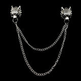 Man Suit Shirt Collar Tassel Chain Lapel Pin Brooch Dragon Badge Retro Pins Wedding Dress Party Dance Neckware Accessories