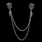 Man Suit Shirt Collar Tassel Chain Lapel Pin Brooch Dragon Badge Retro Pins Wedding Dress Party Dance Neckware Accessories