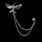Man Suit Shirt Collar Tassel Chain Lapel Pin Brooch Dragon Badge Retro Pins Wedding Dress Party Dance Neckware Accessories