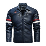 Men Autumn Winter Business Casual Motorcycle Biker Leather Jacket Men Warm Fleece Camouflage PU Faux Leather Jackets Coat