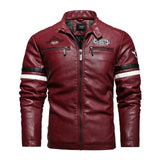 Men Autumn Winter Business Casual Motorcycle Biker Leather Jacket Men Warm Fleece Camouflage PU Faux Leather Jackets Coat