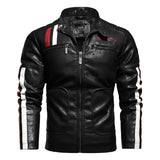 Men Autumn Winter Business Casual Motorcycle Biker Leather Jacket Men Warm Fleece Camouflage PU Faux Leather Jackets Coat