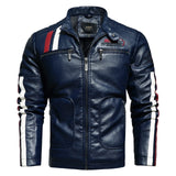 Men Autumn Winter Business Casual Motorcycle Biker Leather Jacket Men Warm Fleece Camouflage PU Faux Leather Jackets Coat