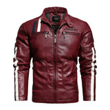 Men Autumn Winter Business Casual Motorcycle Biker Leather Jacket Men Warm Fleece Camouflage PU Faux Leather Jackets Coat