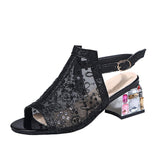Thick Heel Peep Toe Women's Shoes