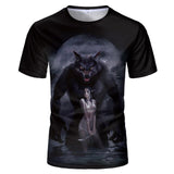 Harajuku Wolf 3D Print Cool T-shirt