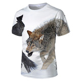 Harajuku Wolf 3D Print Cool T-shirt