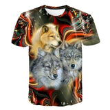 Harajuku Wolf 3D Print Cool T-shirt