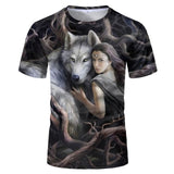 Harajuku Wolf 3D Print Cool T-shirt