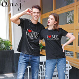 New Hot Summer Cool Matching Couple T Shirts I Love My Wife, I Love My Husband Letter Print Lover Outfits for Him and Her