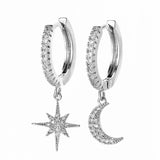SIPENGJEL Fashion Zircon Pendant Hoop Earrings Geometric Cross Star Moon Drop Earrings For Women Jewelry aretes pendiente
