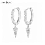 SIPENGJEL Fashion Zircon Pendant Hoop Earrings Geometric Cross Star Moon Drop Earrings For Women Jewelry aretes pendiente