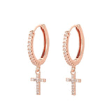 SIPENGJEL Fashion Zircon Pendant Hoop Earrings Geometric Cross Star Moon Drop Earrings For Women Jewelry aretes pendiente