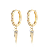 SIPENGJEL Fashion Zircon Pendant Hoop Earrings Geometric Cross Star Moon Drop Earrings For Women Jewelry aretes pendiente