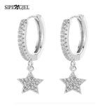SIPENGJEL Fashion Zircon Pendant Hoop Earrings Geometric Cross Star Moon Drop Earrings For Women Jewelry aretes pendiente