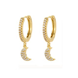 SIPENGJEL Fashion Zircon Pendant Hoop Earrings Geometric Cross Star Moon Drop Earrings For Women Jewelry aretes pendiente