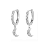 SIPENGJEL Fashion Zircon Pendant Hoop Earrings Geometric Cross Star Moon Drop Earrings For Women Jewelry aretes pendiente