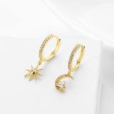 SIPENGJEL Fashion Zircon Pendant Hoop Earrings Geometric Cross Star Moon Drop Earrings For Women Jewelry aretes pendiente