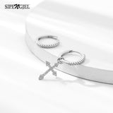 SIPENGJEL Fashion Zircon Pendant Hoop Earrings Geometric Cross Star Moon Drop Earrings For Women Jewelry aretes pendiente