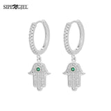 SIPENGJEL Fashion Zircon Pendant Hoop Earrings Geometric Cross Star Moon Drop Earrings For Women Jewelry aretes pendiente
