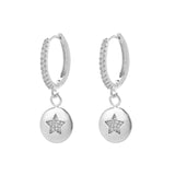 SIPENGJEL Fashion Zircon Pendant Hoop Earrings Geometric Cross Star Moon Drop Earrings For Women Jewelry aretes pendiente