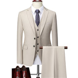 5XL( Jacket + Vest + Pants ) Boutique Pure Color Mens Business Formal Suit Three-piece Set and Two-piece Set Groom Wedding Dress