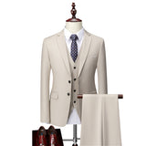 5XL( Jacket + Vest + Pants ) Boutique Pure Color Mens Business Formal Suit Three-piece Set and Two-piece Set Groom Wedding Dress