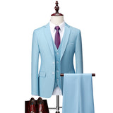 5XL( Jacket + Vest + Pants ) Boutique Pure Color Mens Business Formal Suit Three-piece Set and Two-piece Set Groom Wedding Dress
