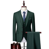 5XL( Jacket + Vest + Pants ) Boutique Pure Color Mens Business Formal Suit Three-piece Set and Two-piece Set Groom Wedding Dress